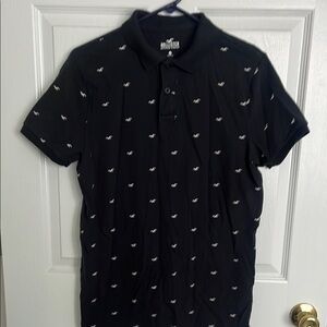Hollister Black Polo with Geometric Design